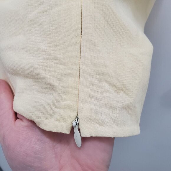 Anne Klein Vintage SAMPLE Buttermilk Yellow Linen Midi Career Pencil Skirt Sz 8 - Picture 2 of 9
